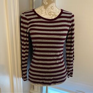 Size small long sleeve t shirt burgundy gray stripes